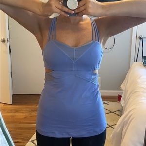 lavender strappy cut out bra top